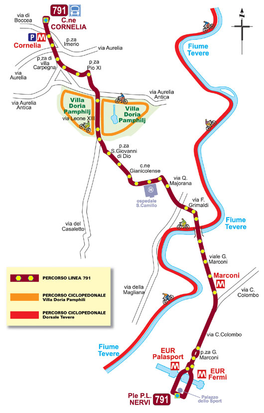 Mappa della linea 791 festiva